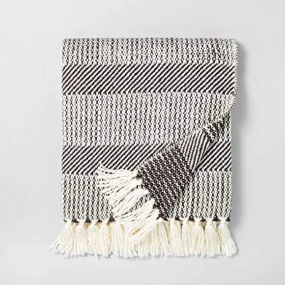 Hearth & Hand Other - Hearth and Hand Allover Stripe Twill Throw Blanket Railroad in Gray